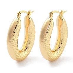 Real 18K Gold Plated Brass Hoop Earrings, Oval, Real 18K Gold Plated, 39x8mm