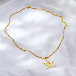 Настоящее золото 18K Винтажные ожерелья из нержавеющей стали с подвеской в виде исламского двойного меча для мужчин и женщин, реальный 18 k позолоченный, 23.62 дюйм (60 см)