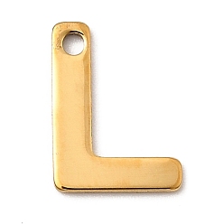 Letter L 304 прелести нержавеющей стали, письмо амулеты, ионное покрытие (ip), реальный 18 k позолоченный, Письмо L, 11x8x0.8 мм, отверстие : 1.2 мм