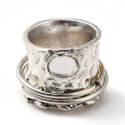 Antique Silver Rotatable Oval Alloy Finger Ring with Glass, Gothic Chunky Ring for Calming Worry Meditation, Antique Silver, US Size 6 1/2(16.9mm)