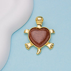 Камень с Пылевым Золотом Синтетические голдстоуновские кабошоны, черепахи, сердце, 39x30x8 мм