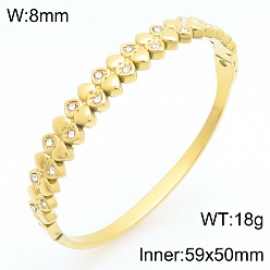 Oval 304 Женские браслеты-кольца из нержавеющей стали с кристаллами и стразами, золотые, овальные, внутренний диаметр: 2.32 дюйм (5.9 см)