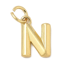 Letter N Латунь прелести, стойки покрытие, без кадмия и без свинца, долговечный, с целью перехода в кольце, реальный 18 k позолоченный, Письмо N, 111.5x8.5x2 мм, отверстие : 3 мм