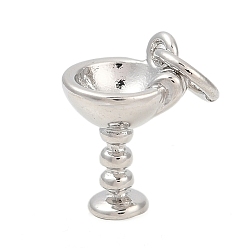 Платина Латунные подвески, чашка прелести, долговечный, без свинца и без кадмия, стойки покрытие, с целью перехода в кольце, платина, 12x8x7.5 мм, отверстие : 3.3 мм