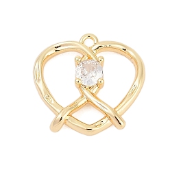 Золотой Латунные микро проложить кубического циркония подвески, сердце, золотые, 16x16.5x4 мм, отверстие : 1.2 мм