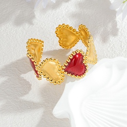 Сердце 304 эмалированные браслеты-манжеты из нержавеющей стали для женщин, сердце, внутренний диаметр: 1-7/8x2-1/4 дюйм (4.9x5.8 см)