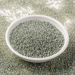 (RR3193) Silverlined Pale Moss Green AB MIYUKI Round Rocailles Beads, Japanese Seed Beads, 15/0, (RR3193) Silverlined Pale Moss Green AB, 1.5mm, Hole: 0.7mm, about 250000pcs/pound