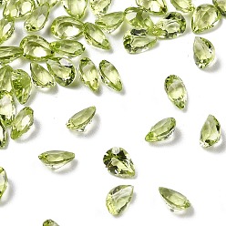 Перидот Ограненные натуральные кабошоны перидота, назад назад, форма слезы, 4x3x2 мм