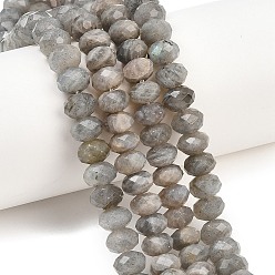 Лабрадорита Природные лабрадорита бисер нитей, рондель, граненые, 8~8.5x5~6 мм, отверстие : 1 мм, около 68~76 шт / нитка, 14.96~15.35'' (38~39 см)