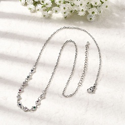 Платина Ожерелья с подвесками в форме сердца из латуни с микропаве и кубическим цирконием, ожерелья-цепочки для женщин, стойки покрытие, без кадмия и без свинца, долговечный, платина, 17.32 дюйм (44 см)