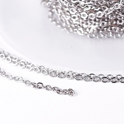 Нержавеющая Сталь Цвет Устойчив к потускнению 304 тросовая цепь из нержавеющей стали, пайки, с катушкой, Плоско-овальные, цвет нержавеющей стали, 2x1.5x0.3 мм, около 65.61 футов (20 м) / рулон