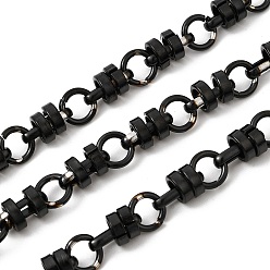 Черный 304 плоские круглозвенные цепи из нержавеющей стали, несварные, с катушкой, вакуумное покрытие pvd, чёрные, 10.5x6 мм