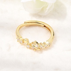 Plaqué 18K Or Véritable Bagues en laiton avec micro pavé de zircons cubiques pour femmes, étoiles, plaqué longue durée, sans cadmium et sans plomb, réel 18 k plaqué or, 5mm, diamètre intérieur: 17 mm