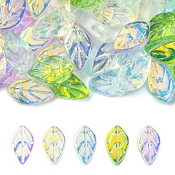 (52) Непрозрачная лаванда 100шт. 5 цвета, гальваническое покрытие, бусины ручной работы из стекла, изготовленные методом лампового выдувания, лист, разноцветные, 11.5x7x4 мм, отверстие : 1 мм, 20 шт / цвет