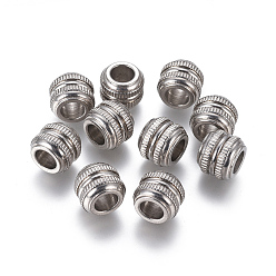 Edelstahl Farbe Anlaufgeschützt 304 Edelstahlperlen, Gerillte Perlen, Kolumne, 12x10 mm, Bohrung: 6 mm