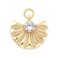 Прозрачный Подвески из латуни микропаве с фианитами и стеклом, фанатские прелести, без кадмия, без никеля и без свинца, реальный 18 k позолоченный, прозрачные, 27x25x5.5 мм, отверстие : 4 мм