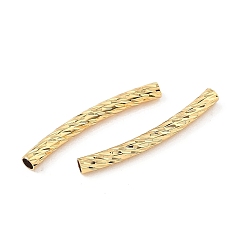 Real 18K Gold Plated SHEGRACE Brass Beads, Curved Tube Beads, Cadmium Free & Nickel Free & Lead Free, Real 18K Gold Plated, 20x2mm, Hole: 1.5mm