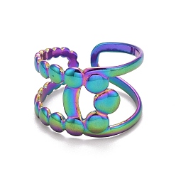 Rainbow Color Rainbow Color Ion Plating(IP) 304 Stainless Steel Chunky Open Cuff Ring for Women, US Size 7 1/2(17.7mm)