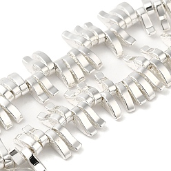 Silver Plated Synthetic Non-Magnetic Hematite Beads Strands, Leaf, Top Drilled, Silver Plated, 8x4x2.5mm, Hole: 0.9mm, about 184pcs/strand, 16.93''(43cm)