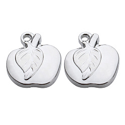 Яблоко Подвески из нержавеющей стали, не тускнеющие, цвет нержавеющей стали, яблоко, 14x12 мм, 10 шт / комплект