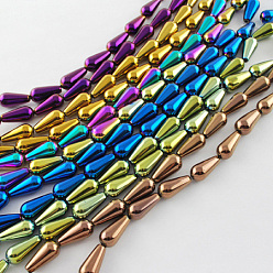 (52) Непрозрачная лаванда Немагнитные синтетический гематит бисер пряди, класс А, слеза, разноцветные, 12x6x6 мм, отверстие : 1 мм