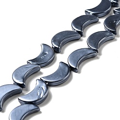Prussian Blue Natural Shell Beads Strands, Moon, Dyed, Prussian Blue, 16x10x3mm, Hole: 1mm, about 26~27pcs/strand, 15.08~15.83 inch(38.3~40.2cm)