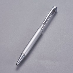 Silver Creative Empty Tube Ballpoint Pens, with Black Ink Pen Refill Inside, for DIY Glitter Epoxy Resin Crystal Ballpoint Pen Herbarium Pen Making, Silver, Silver, 140x10mm