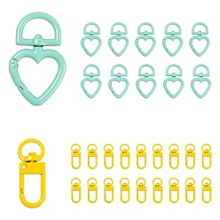Mixed Color 40Pcs 2 Style Spray Painted Eco-Friendly Alloy Swivel Snap Hooks Clasps, Mixed Color, 33.5~45x12.5~27x5~5.5mm, Hole: 5~7x9~14.5mm, 20pcs/style