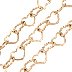 Real 18K Gold Plated 304 Stainless Steel Heart Link Chains, with Spool, Ion Plating(IP), Long-Lasting Plated, Real 18K Gold Plated, 10x8x1mm, about 32.81 Feet(10m)/Roll