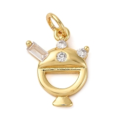 Настоящее золото 18K Латунные подвески-десерты с микропаве из кубического циркония, с целью перехода в кольце, долговечный, без кадмия и без свинца, стойки покрытие, реальный 18 k позолоченный, 14.5x11.5x3 мм, отверстие : 3 мм