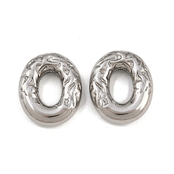 Нержавеющая Сталь Цвет 304 нержавеющей стали связывающий кольца, текстурированный овал, не тускнеет, цвет нержавеющей стали, 18x15x4.5 мм, внутренний диаметр: 8x5 мм