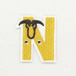 Letter N Computerized Embroidery Cloth Iron on/Sew on Patches, Costume Accessories, Appliques, Letter, Yellow, Letter.N, 39x34mm