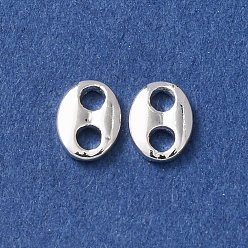 Серебро Латунные соединители прелести, овальные звенья кофейного зерна, долговечный, стойки покрытие, серебряные, 7.5x5.5x1.5 мм, отверстие : 2 мм