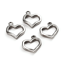 Stainless Steel Color Tarnish Resistant 304 Stainless Steel Toggle Clasps Parts, Heart, Stainless Steel Color, 20x18x3mm, Hole: 2mm