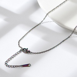 Rainbow Color Ионное покрытие (ip) 304 цепочка из нержавеющей стали для мужчин и женщин, Радуга цветов, 15.75 дюйм (40 см)