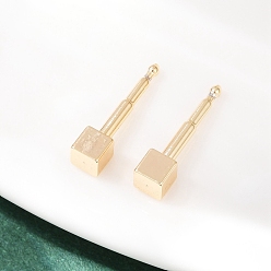 Настоящее золото 18K Латунные серьги-гвоздики для женщин, кубические, реальный 18 k позолоченный, 3x3 мм