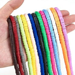 Mixed Color 14 Strands 14 Colors Flat Round Eco-Friendly Handmade Polymer Clay Beads, Disc Heishi Beads for Hawaiian Earring Bracelet Necklace Jewelry Making, Mixed Color, 6x1mm, Hole: 2mm, about 380~400pcs/strand, 17.7 inch, 1strand/color