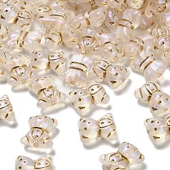 Прозрачный Прозрачные акриловые бусины, медведь, золотой металл обвитыми, с блеском порошок, прозрачные, 17x15x8.5 мм, отверстие : 1.8 мм, Около 420 шт / 500 г