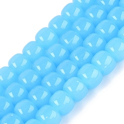Светло-Голубой Стеклянные бусины, имитация нефрита , колонка, Небесно-голубой, 9.5~10x8 мм, отверстие : 1~1.2 мм, около 45~49 шт / нитка, 14.17~16.14 дюйм (36~41 см)