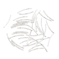 Серебро Латунные текстурированные изогнутые трубчатые бусины, серебряные, 19.5x1.5 мм, отверстие : 0.9 мм