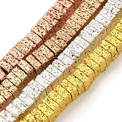 (52) Непрозрачная лаванда Гальванические бусины из натуральной лавы, квадратный, разноцветные, 4.5x4.5x2 мм, отверстие : 1.6 мм, около 179 шт / нитка, 16.14'' (41 см)