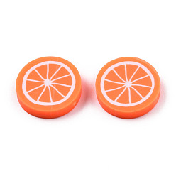 Corail Perles en fimo faits à la main, Tranches de citrons, corail, 19.5x4.5mm, Trou: 1.2mm