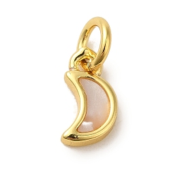 Луна Латунные подвески, без кадмия, без никеля и без свинца, с оболочкой, реальный 18 k позолоченный, луна, 9x5.5x1.6 мм, отверстие : 3.2 мм