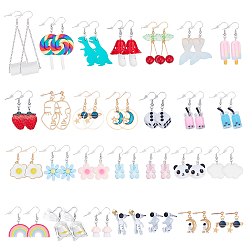 (52) Непрозрачная лаванда 5 наборы серег-подвесок из железной смолы, разноцветные, 18~76x9~27 мм, 1 сумка / стиль