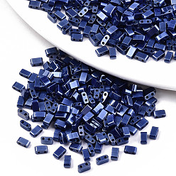 Морской Синий Стеклянный бисер с отверстиями fgb 2, непрозрачных цветов lustered, прямоугольные, Marine Blue, 4.5~5.5x2x2~2.5 мм, отверстие : 0.5~0.8 мм, около 2000 шт / упаковка