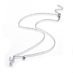 Нержавеющая Сталь Цвет Не тускнеющие 304 ожерелья с подвесками из нержавеющей стали, с когтями омара застежками и кабельных цепей, ножницы и сердце, цвет нержавеющей стали, 18.3 дюйм (46.5 см), ножницы: 19x10x2 мм, Сердце: 6.5x5.5x2 mm