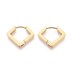 Настоящее золото 18K Серьги из 304 нержавеющей стали, ромб, ионное покрытие (ip), реальный 18 k позолоченный, 17x20.5x3 мм