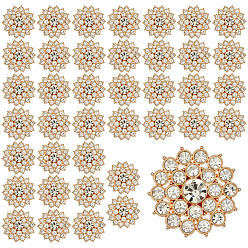 Light Gold 40 шт. пуговицы со стразами из сплава, 1-луночное, цветок, золотой свет, 23x8 мм, отверстие : 2 мм
