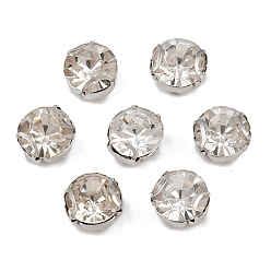 Нержавеющая Сталь Цвет Плоские круглые пришивные бусины-монти со стразами, с 201 зубцами из нержавеющей стали, аксессуары для одежды, цвет нержавеющей стали, 7x5.5 мм, отверстие : 1.4 мм, 720 шт / пакет