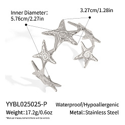 Нержавеющая Сталь Цвет European Star 304 браслеты-манжеты из нержавеющей стали для женщин, текстура, цвет нержавеющей стали, внутренний диаметр: 2-1/4 дюйм (5.76 см)